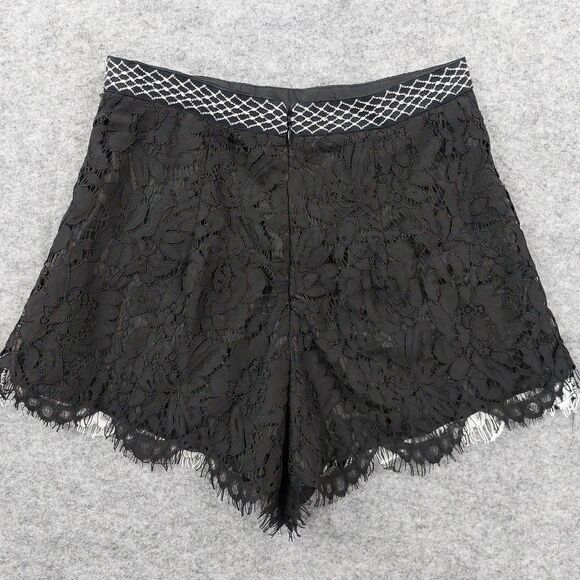 DO+BE Lace Shorts Womens Small Black White Scallop Hem High Rise Lined New - Picture 2 of 11